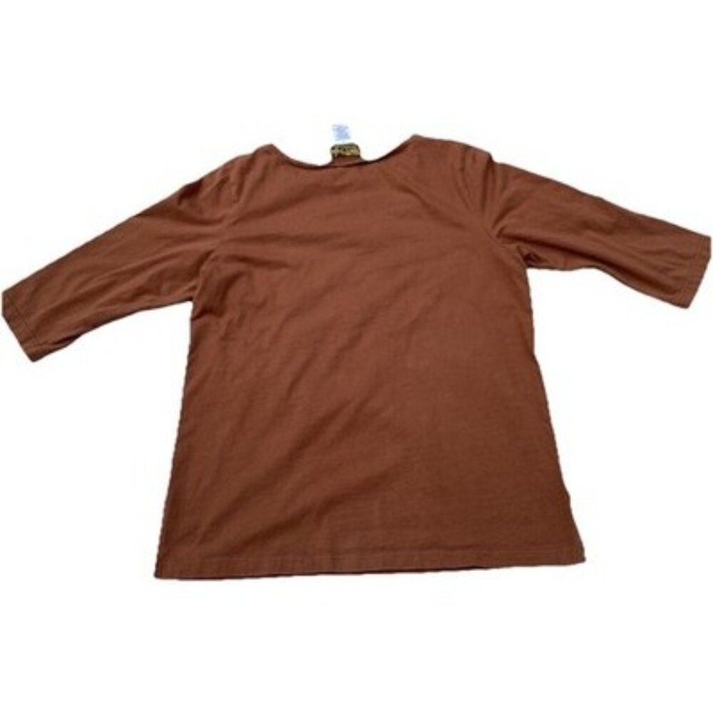 Bob Mackie Wearable Art Shirt Women Large Moonlight Serenade Brown 3/4” Sleeve - Picture 3 of 5